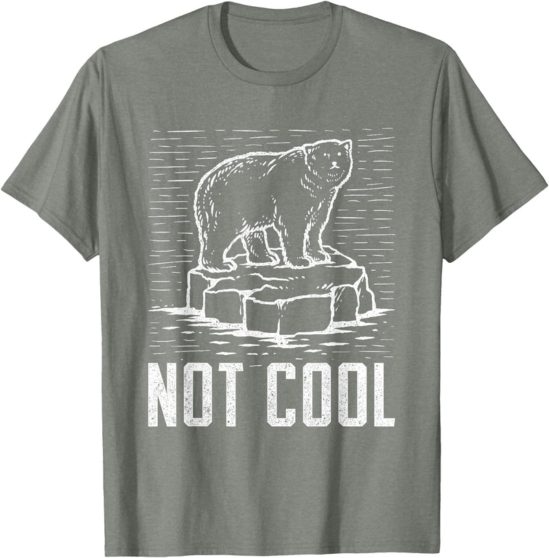 Climate Change Designs Polar Bear Against Climate Change Global Warming Design T-Shirt - Olive Heather