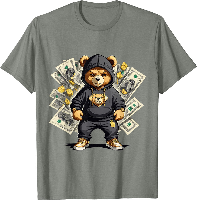 The Big Teddy Bear Crew Teddy Bear Hustler Buisness Bear Dollar Street Clothes T-Shirt - Olive Heather