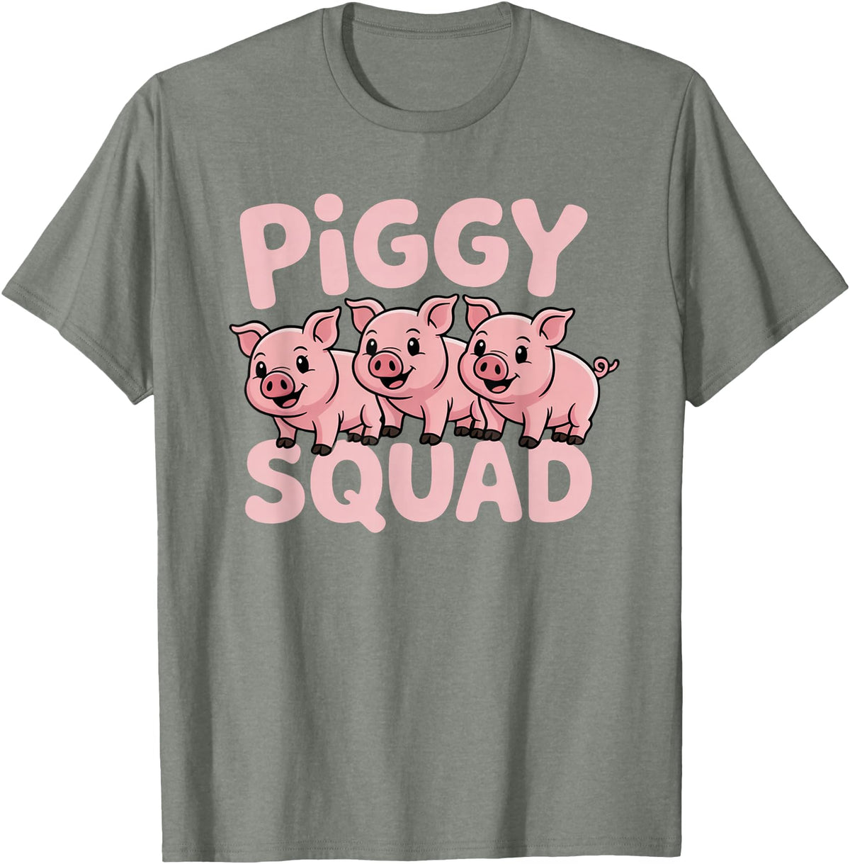 Piggy Squad - Matching Outfit Pig Lover Design T-Shirt - Olive Heather