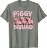Piggy Squad - Matching Outfit Pig Lover Design T-Shirt - Olive Heather