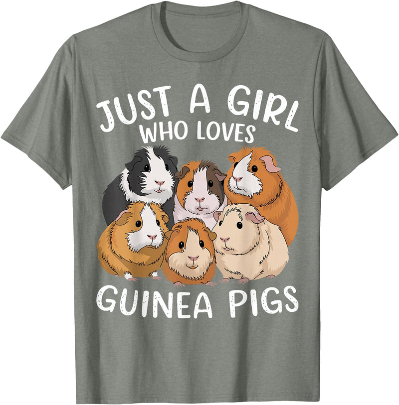 Funny Guinea Pig Lover Guinea Pigs Just a Girl Who Loves Guinea Pig T-Shirt - Olive Heather