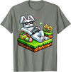 Bunny Happy Easter Day Egg Video Game Gift Men Boy Kid Gamer T-Shirt in Olive Heather