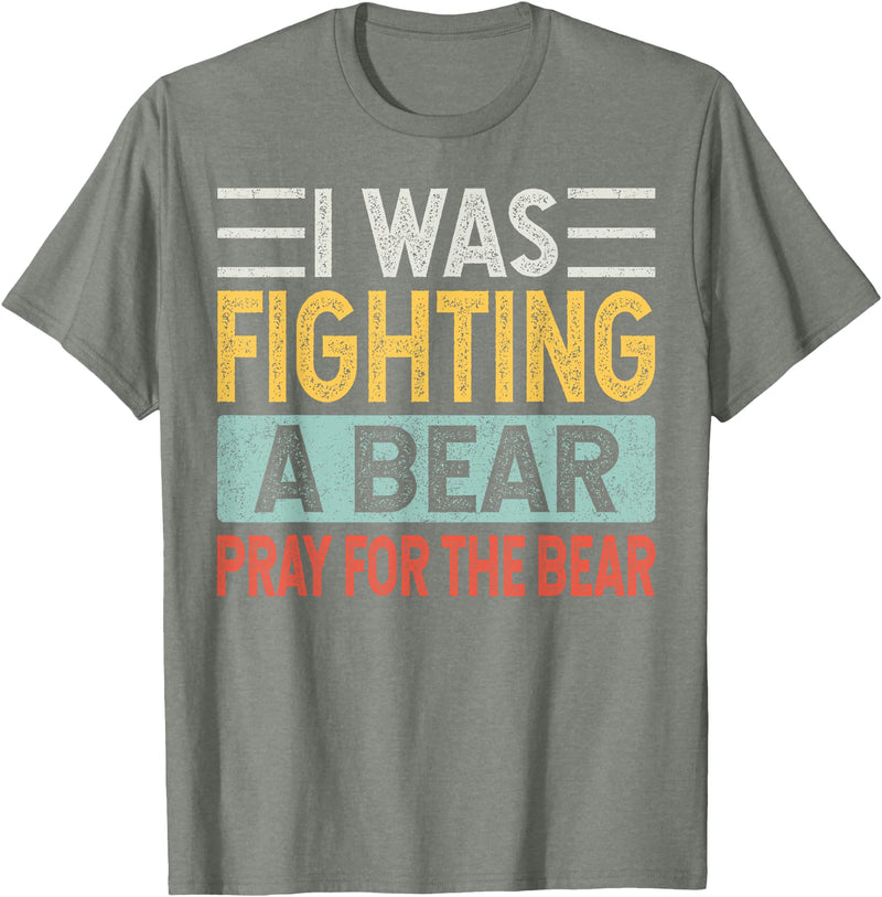 Broken Arms Legs Injury Get Well Soon Recovery Funny Accident Humor Get Well Soon - I Was Fighting A Bear T-Shirt - Olive Heather