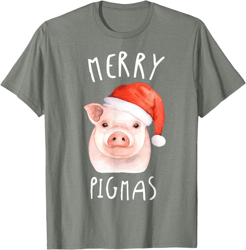 Guinea Pig Christmas T-Shirt Christmas Pig T-Shirt Kids Gift Merry Pigmas T-Shirt - Olive Heather