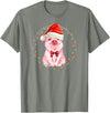 Dibble Dabble Holidays Sweet Pig with Santa Hat Pig Lover Christmas T-Shirt - Olive Heather