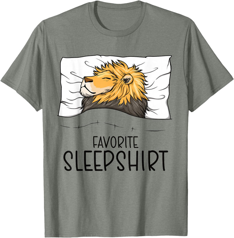 Sleeping & Napping Shirt Gifts For Nap Lovers Favorite Sleepshirt Lion, Napping Lion Pajama T-Shirt - Olive Heather