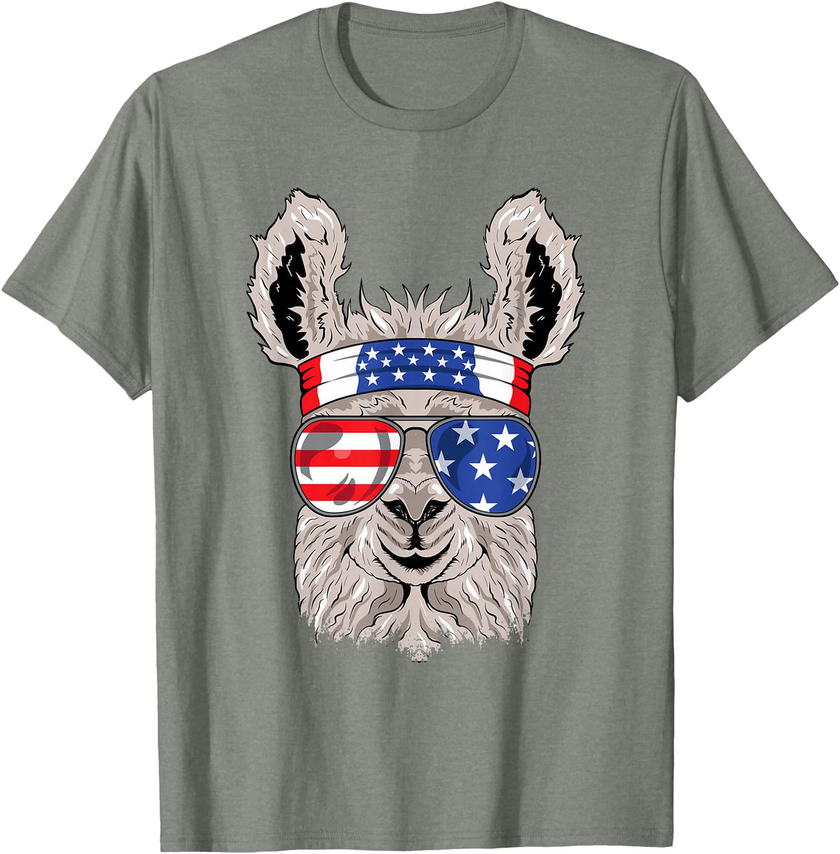 Mega USA Patriotic Animal Shirts USA Patriotic Llama Shirt - July 4th T-shirt - Alpaca T-Shirt - Olive Heather