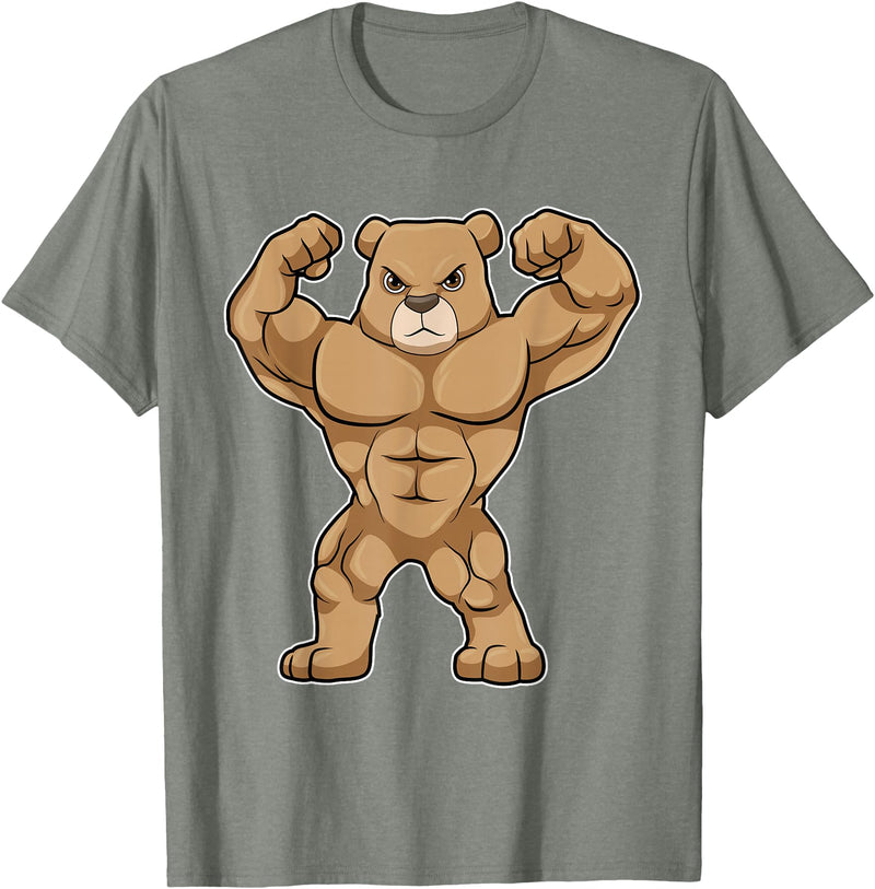 Snabdesign84 Bear Bodybuilder Bodybuilding Sports T-Shirt - Olive Heather