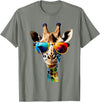 Giraffe Safari Sunglasses Gifts & Designs Giraffe with Sunglasses T-Shirt - Olive Heather