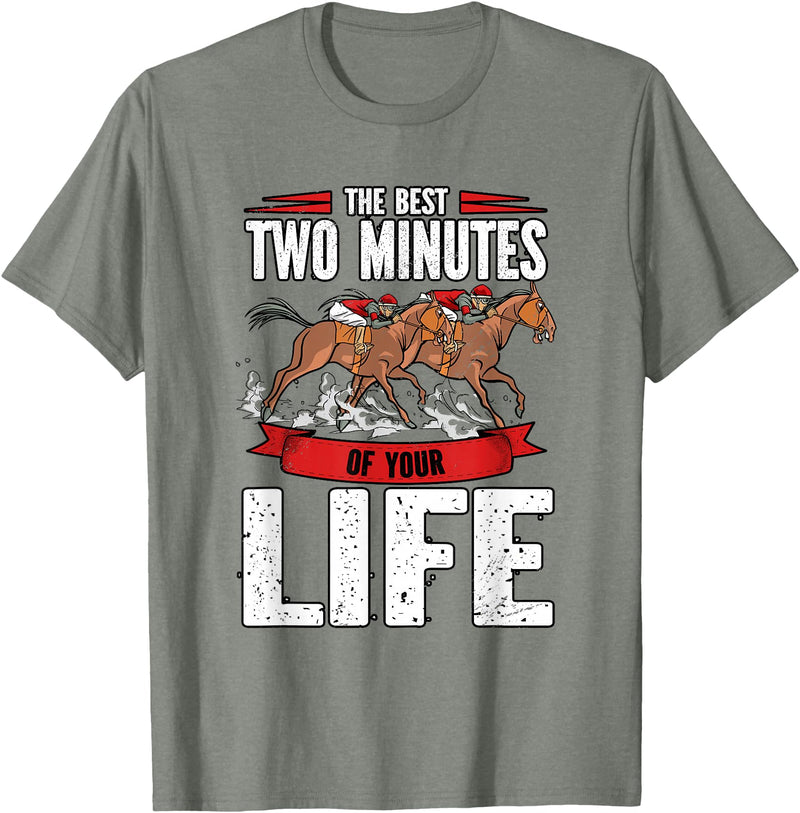 Horse Racing Gifts Horse Racing T-Shirt - Olive Heather