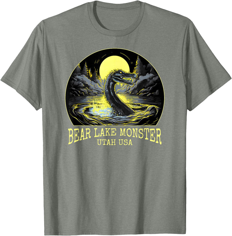 FunWearVm The Bear Lake Monster Cryptid Utah USA Cryptozoology T-Shirt - Olive Heather