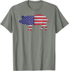 TeeRetro Patriotic Pig American Flag Vintage Funny Gift T-Shirt - Olive Heather