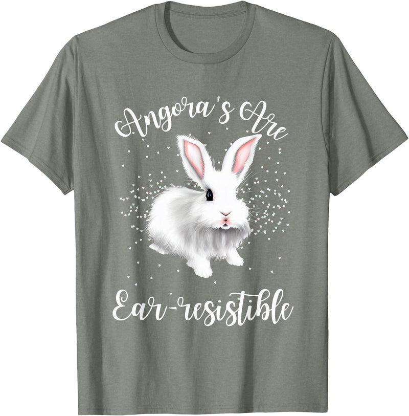 Angora Bunny Rabbit Funny Rabbit Ear-Resistible T-Shirt in Olive Heather