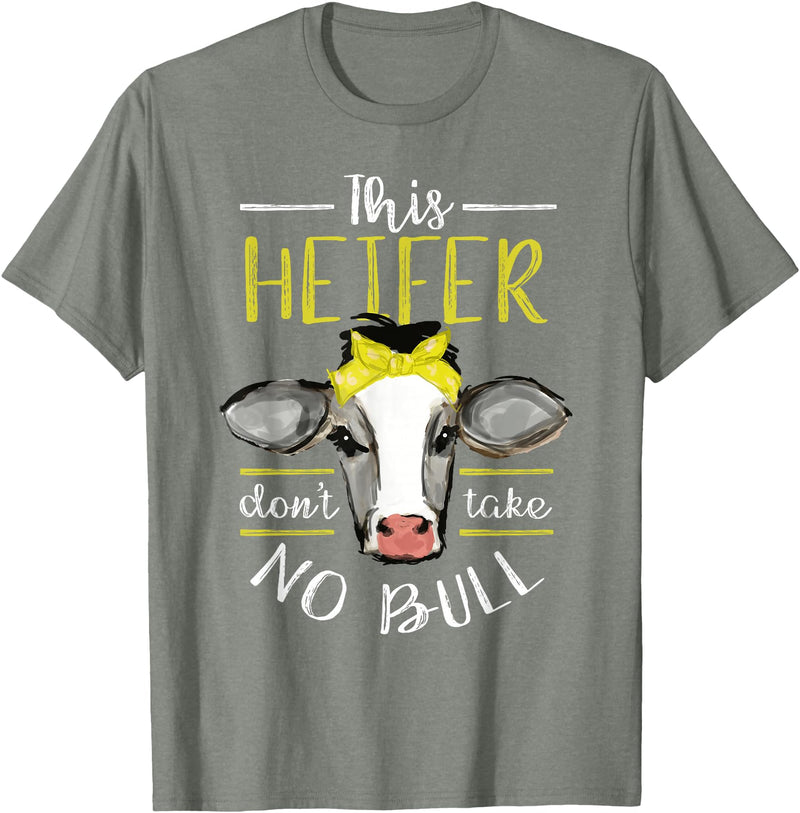 Cow Lover - Funny Animal Farm Gifts This heifer does not take bull design farm cow holding T-Shirt - Olive Heather