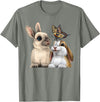 Two Cute Little Rabbits with a Butterfly for Lovers Bunny T-Shirt in Olive Heather