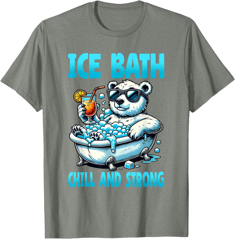 Ice Bath Cold Plunge Polar Bear Recovery Gym Tub Ice Bath Chill and Strong Cold Plunge Recovery Polar Bear T-Shirt - Olive Heather