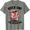 Musical Pig Tribe Collective for Rock Enthusiasts Rock On Pig Never Die Music Lovers Funny Concert Vibe T-Shirt - Olive Heather