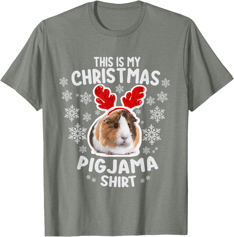 CUTE FAMILY GUINEAPIG CHRISTMAS FOR POTATO LOVER'S GUINEA PIG CHRISTMAS PAJAMA FOR WOMEN AND MEN T-Shirt - Olive Heather