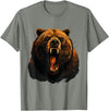 Forest Animal Art Bear Portrait Art Work Wildlife Animal Lovers Forest Motif T-Shirt - Olive Heather