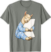 Funny Sleepy Llama Animal Lovers Pajama Llama Sleeping in Cute Pajamas Sleep T-Shirt - Olive Heather
