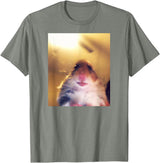 Staring Hamster Meme Front Camera T-Shirt - Olive Heather