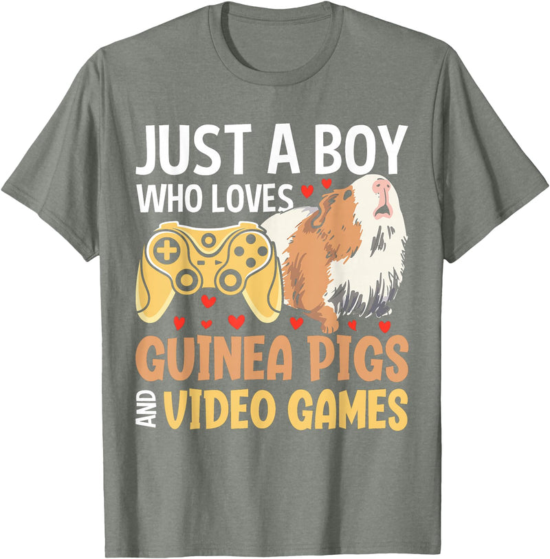 Funny Guinea Pig Gifts For Women Men Kids by DMTRY Just A Boy Who Loves Guinea Pigs and Video Games T-Shirt - Olive Heather
