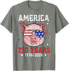 Pig Face 4th of July 1776-2026 Anniversary 250th Pig Sunglasses American Flag America 250 Years Tee 250yr Tee T-Shirt - Olive Heather