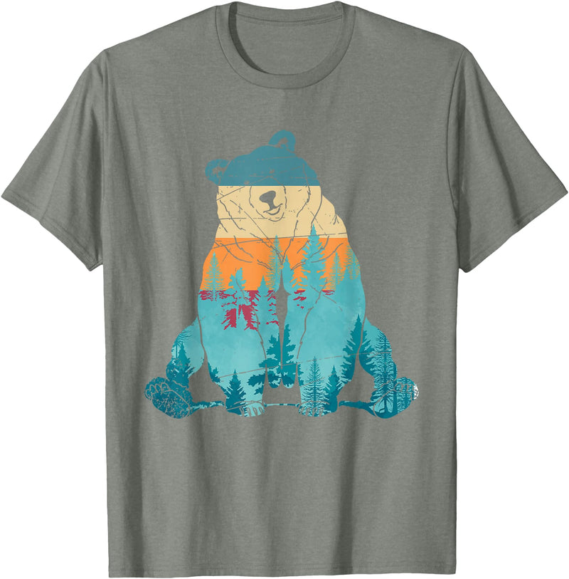 Forest Animal Outdoor Nature Bears Gift Grizzly Bear Animal of the Forest Nature Brown Bear Retro Brown Bear T-Shirt - Olive Heather