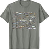 100 Types Of Fish Species Tee 100 Types of Freshwater Fish Species Fishing T-Shirt - Olive Heather