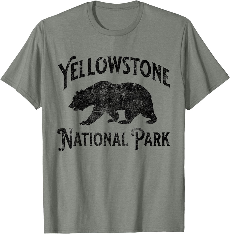 Yellowstone National Park Wyoming USA Outdoor Yellowstone National Park Bear Nature Hike Outdoors Vintage T-Shirt - Olive Heather