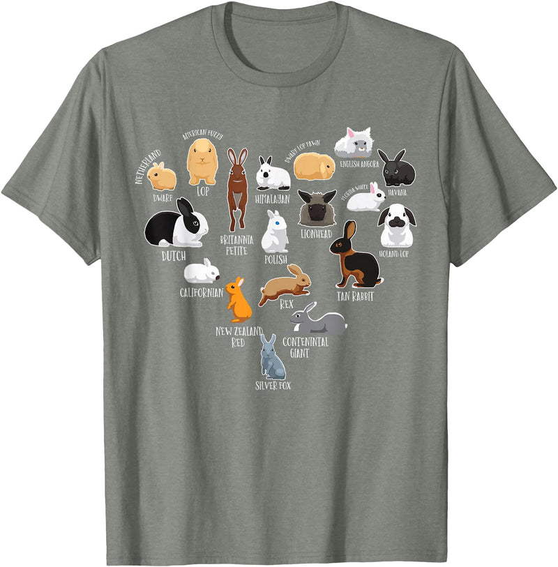 Rabbit Types & Cute Rabbit Species, Bunny - Rabbits T-Shirt in Olive Heather