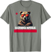 California Summer Surfing California The Golden State Bear Flag T-Shirt - Olive Heather
