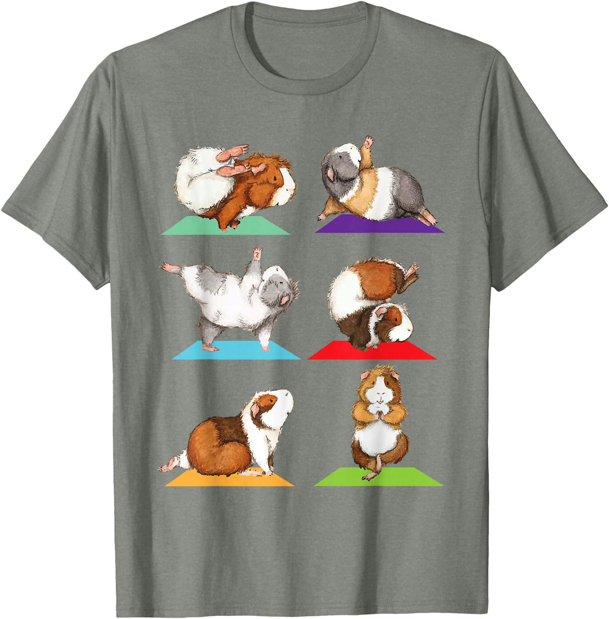 Funny Guinea Pig Shirts Guinea Pig Yoga - Fitness Exercise Animal Rodent Pet Lover T-Shirt - Olive Heather