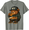 Street Food Streetwear & Hip Hop Style Designs Hip Hop Teddy Bear Eating New York Style Pizza Teenager Men T-Shirt - Olive Heather