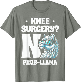 Llama Alpaca Lover Gifts Knee Surgery No Prob-llama Llamas Animal Lover T-Shirt - Olive Heather