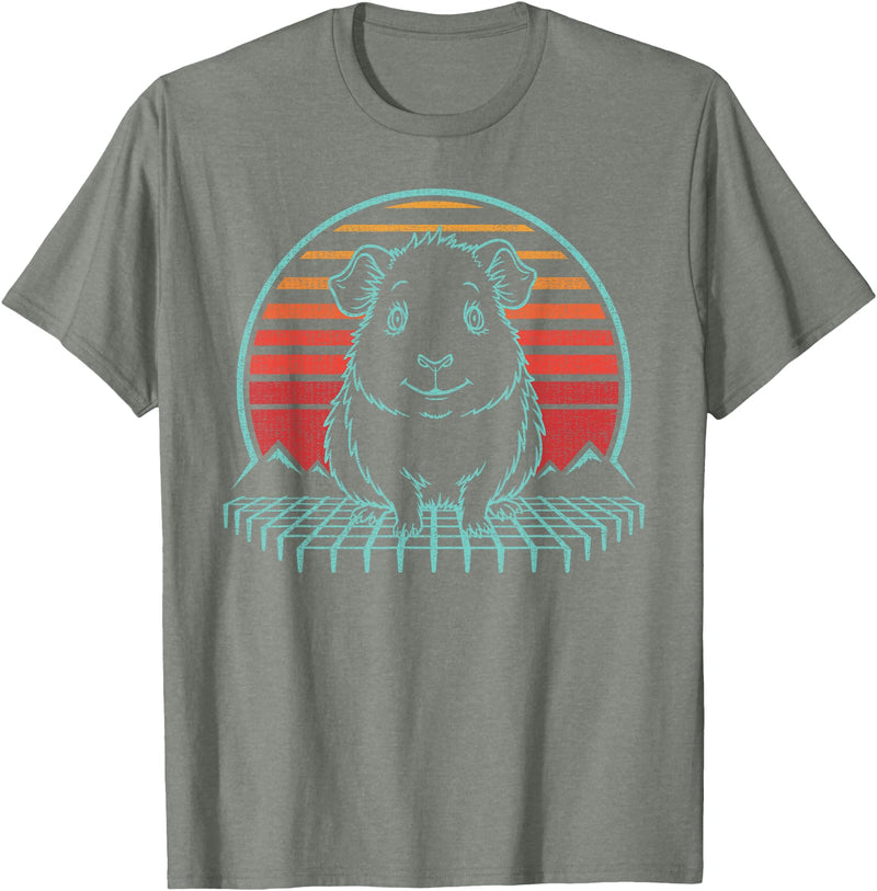Guinea Pig Graphic Art Designs Guinea Pig Lover Animal Retro Vintage 80s T-Shirt - Olive Heather
