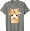 Alpaca and llama with flowers Designs Alpaca with Flowers, Cute Alpaca and Llama T-Shirt - Olive Heather