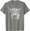 Scottish Highland Cattle Cow Merch Scottish Highland Cattle Cow Drawing T-Shirt - Olive Heather