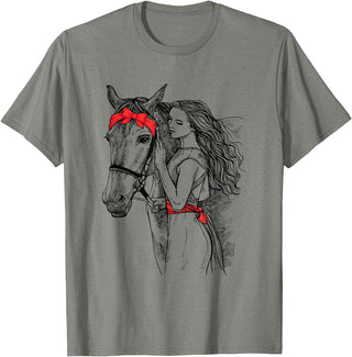 Horse Lover Novelties By SL Horse Bandana For Horse Girls Horseback Riding For Women T-Shirt - Olive Heather