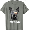 Australian Cattle Dog Patriotic Tee Gifts Merica Australian Cattle Dog with USA Flag Sunglasses Gift T-Shirt - Olive Heather
