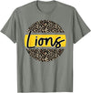 Lions School Spirit Leopard Print Yellow T-Shirt - Olive Heather
