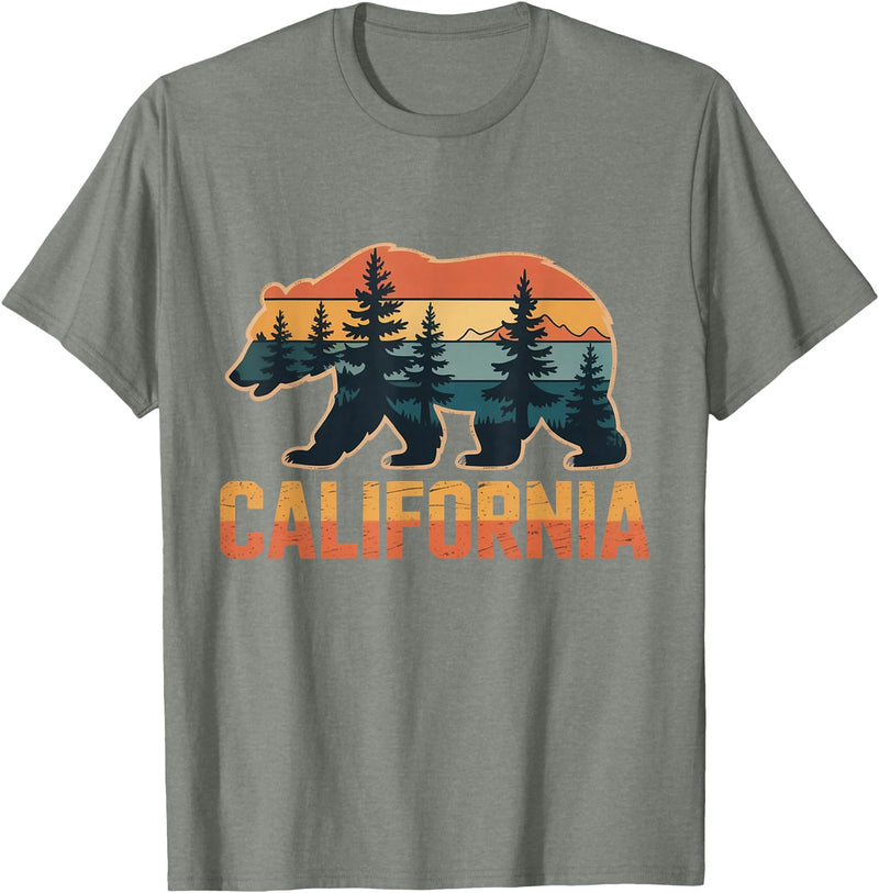 Retro California Bear Nature Art California Bear Vintage Wilderness Graphic T-Shirt - Olive Heather