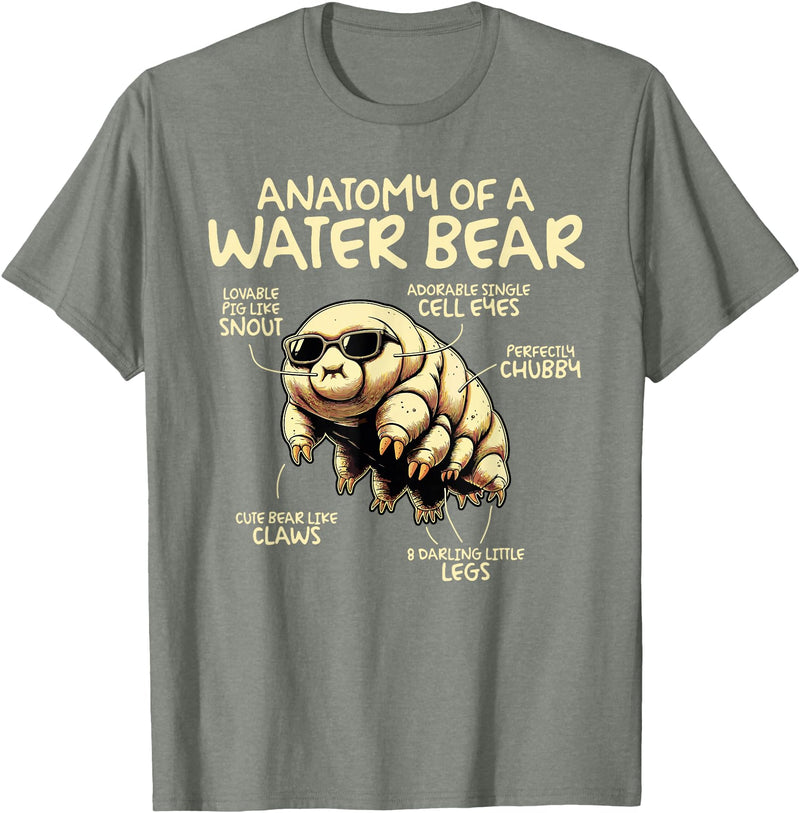 Tardigrade Water Bear Co Anatomy Of A Water Bear Funny Tardigrade T-Shirt - Olive Heather