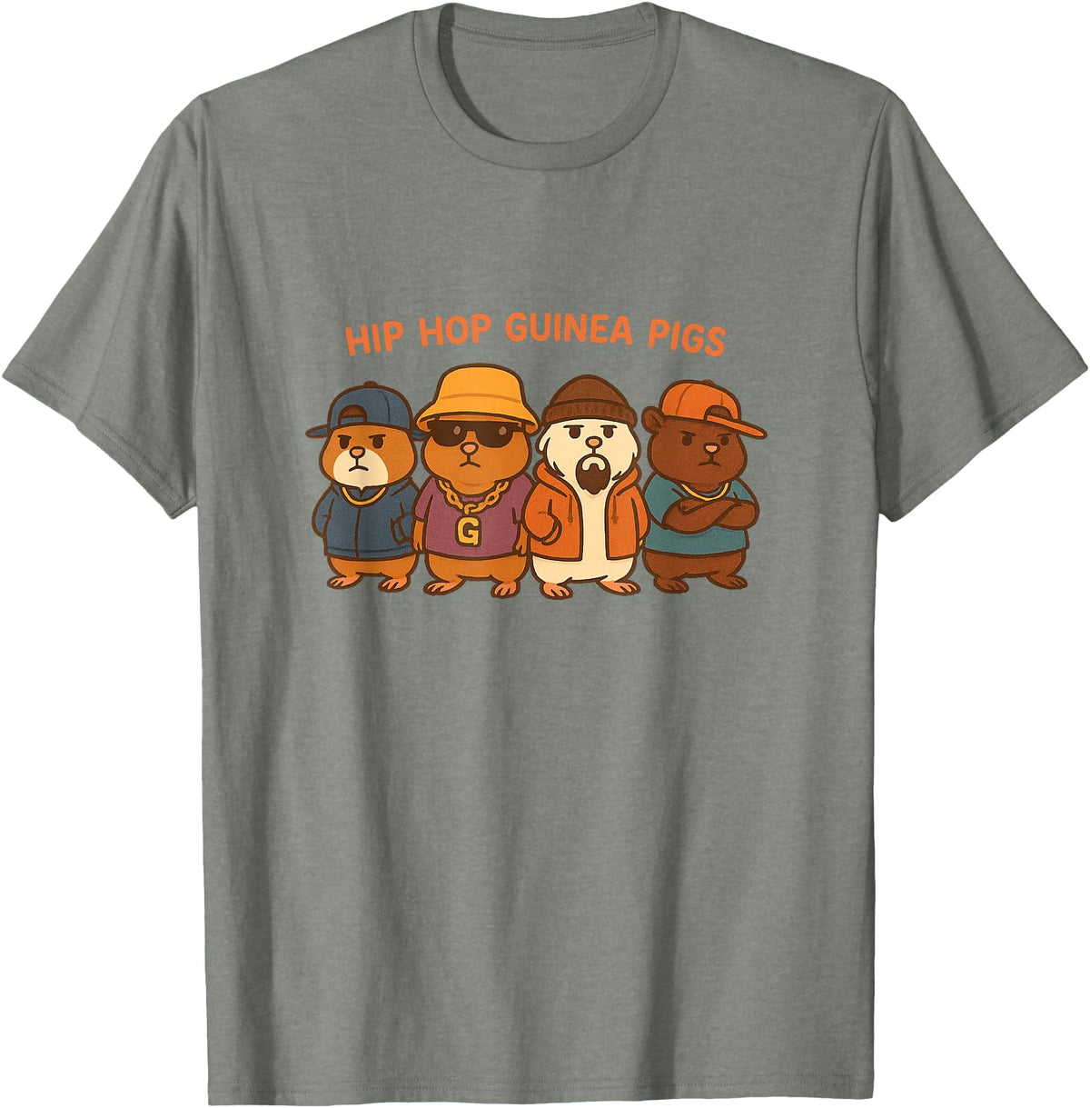 Cute Guinea Pig Gifts and Designs Hip Hop Guinea Pigs T-Shirt - Olive Heather