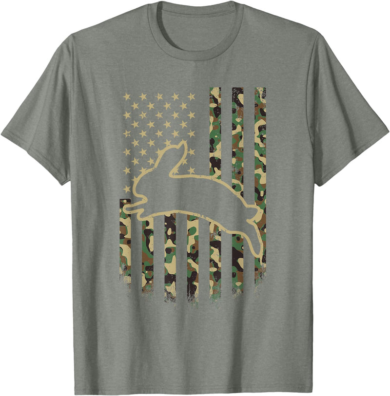 American Flag Camo Camouflage Bunny Rabbit Easter Patriotic T-Shirt in Olive Heather