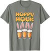 Hoppy Hour Funny Happy Easter Day Rabbit Ears Men Women T-Shirt in Olive Heather