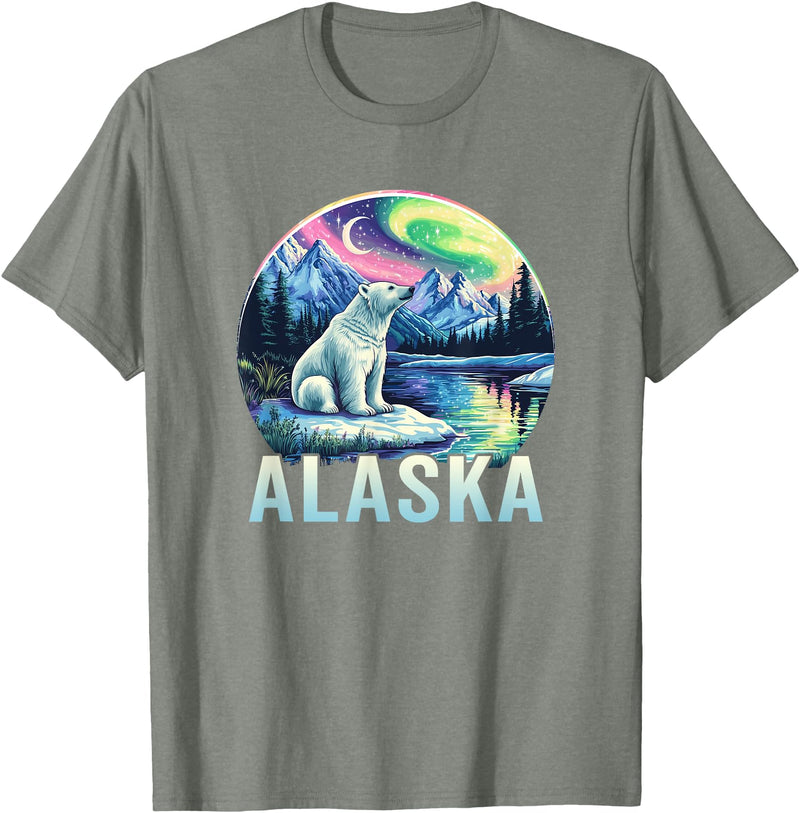 Alaska Cruise Trip Alaska Northern Lights Aurora Viewing Vacation Alaska Trip T-Shirt - Olive Heather