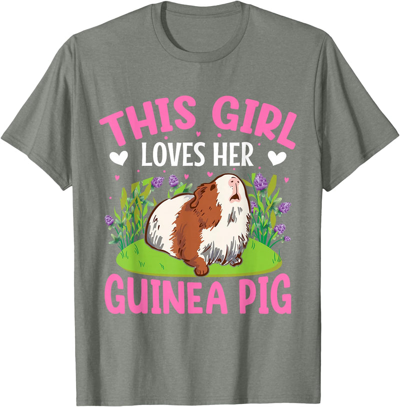 Funny Guinea Pig Gifts For Women Men Kids by DMTRY This Girl Loves Her Guinea Pig T-Shirt - Olive Heather