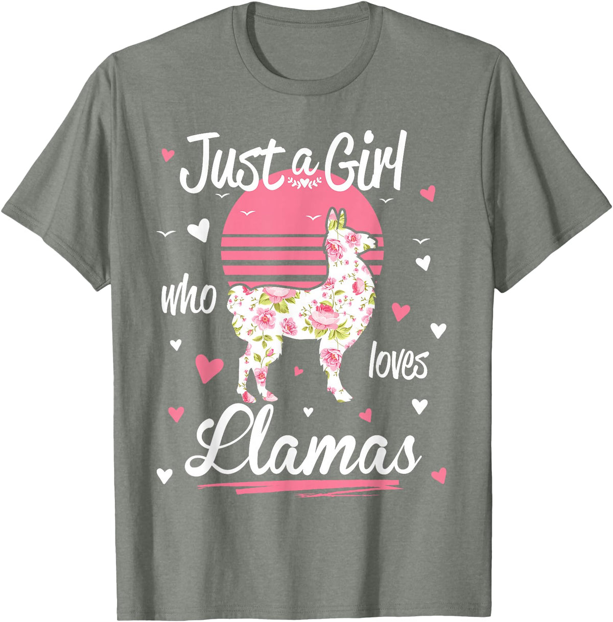 Pack A Punch Just A Girl Who Loves Llamas Llama Shirt Vintage T-Shirt - Olive Heather