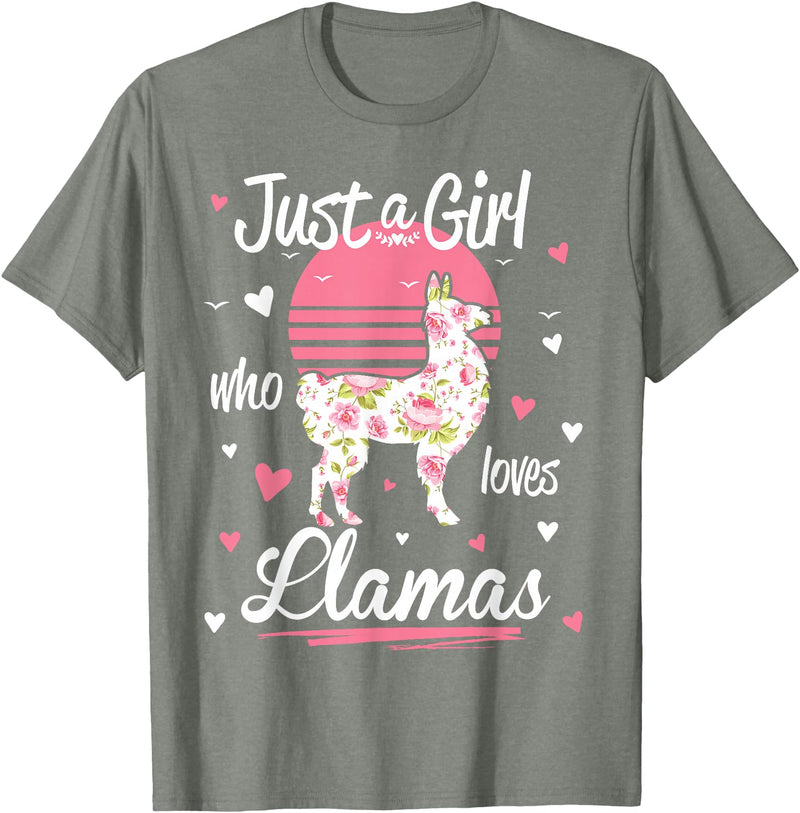 Pack A Punch Just A Girl Who Loves Llamas Llama Shirt Vintage T-Shirt - Olive Heather